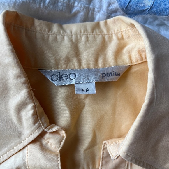 Cleo Womens Butter Pastel Yellow Button-Up Short Sleeve Shirt Small Office Siren - Picture 5 of 7